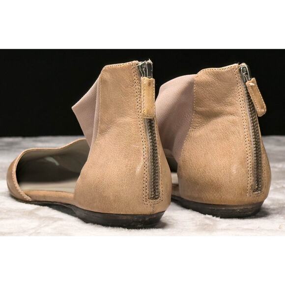 Eileen Fisher Allot Taupe Leather MeshPointed Toe Mesh Strap Flats Women Size 10 - Picture 12 of 15